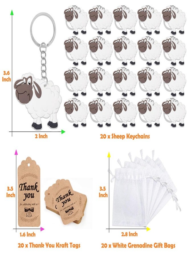 CiciBear 60 Pack Sheep Decorations - 20 Keychains, 20 Tags, 20 Gift Bags for Barnyard Farm Animal Themed Party, Baby Shower, School Party, Zoo Kids Birthday - Image 2